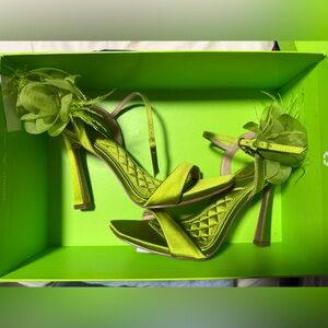 Sam Edelman Lime Green Heels with Floral Accent